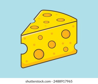 Realistic piece of cheese with lines vector. Piece, cheese, realistic, food, vector, line, dairy, hand, product, design, background. Can use for infographic, banner, poster, web design.