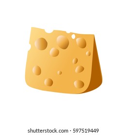 Realistic piece of cheese on white background