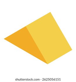 Realistic piece of triangular yellow cheese on white background