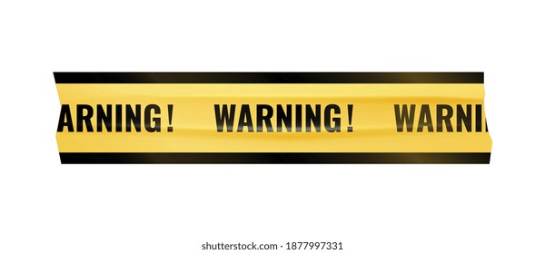 Realistic piece of yellow color warning adhesive tape vector illustration