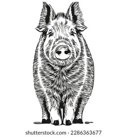 Realistic Pig vector, hand drawn animal illustration hog
