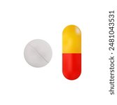 Realistic pill and capsule vector illustration isolated on white background