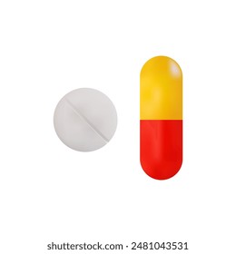 Realistic pill and capsule vector illustration isolated on white background