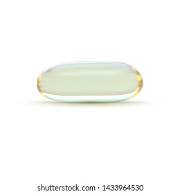 Realistic pill isolated on white. Template for medicine background. Antibiotic, vitamin or drug vector illustration.