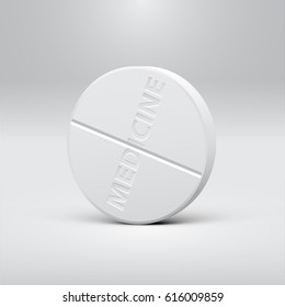 Realistic pill with a word on it, vector illustration