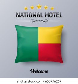 Realistic Pillow and Flag of Benin as Symbol National Hotel. Flag Pillow Cover with Beninese flag