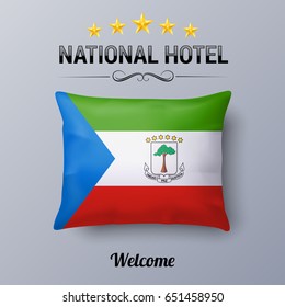Realistic Pillow and Flag of Equatorial Guinea as Symbol National Hotel. Flag Pillow Cover with flag design