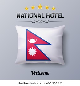 Realistic Pillow and Flag of Nepal as Symbol National Hotel. Flag Pillow Cover with Nepalese flag