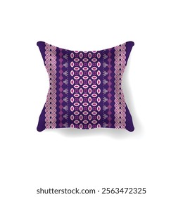 Realistic pillow interior abstract traditional batik pattern isolated