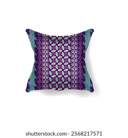 Realistic pillow interior abstract traditional batik pattern graphic