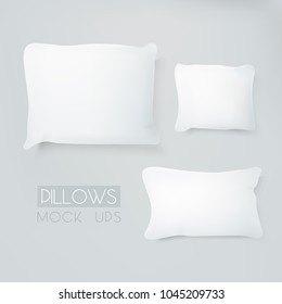 Realistic pillows with real shadow. Pillows mock ups illustration. Graphic concept for your design.