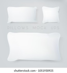 Realistic pillows with real shadow. Pillows mock ups illustration. Graphic concept for your design.