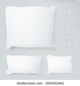 Realistic pillows with real shadow. Pillows mock ups illustration. Graphic concept for your design.