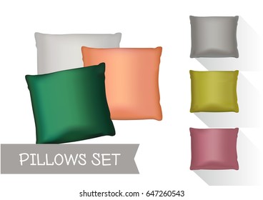 Realistic pillows set for design. Vector image.