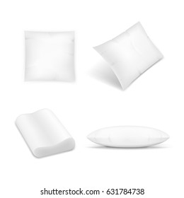 Realistic pillows set on white background. Graphic concept for your design