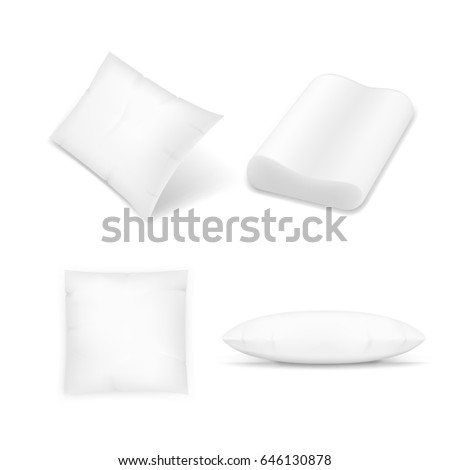 Realistic pillows set on white background. Graphic concept for your design.