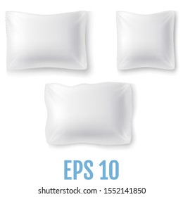 Realistic Pillows Templates. Set of Mock Up of a Realistic Pillows Isolated on White Background.