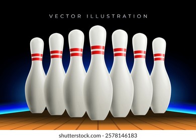 Realistic Pin bowling vector illustration for graphic resource, background, flyer, ads, etc