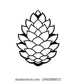 Realistic pine cone logo vector line art