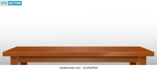 realistic pine wood tabletop isolated or brown wooden table top or  montage table display detailed. eps vector