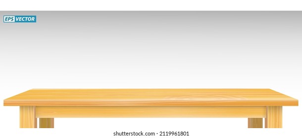 realistic pine wood tabletop isolated or brown wooden table top or  montage table display detailed. eps vector