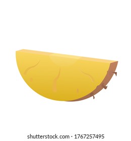 Realista rodaja de piña en un fondo blanco.