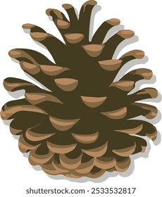 Realistic pinecone illustration in muted earthy tones, for natural-themed designs, autumn decor, eco-friendly branding