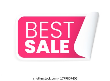 Realistic Pink 3D Labels Design on White Background . Isolated Vector Elements
