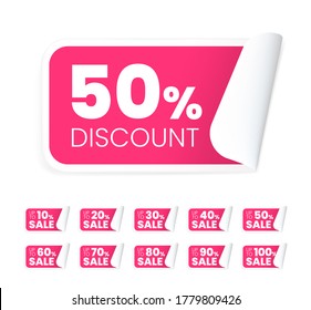 Realistic Pink 3D Labels Design on White Background . Isolated Vector Elements