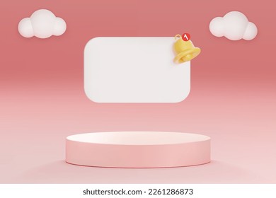 Realistic pink 3D Podium vector with blank notification space for copy Valentine's Day concept for shopping online.