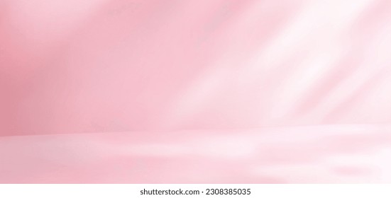 Realistic pink background for product presentation. Vector illustration of light peach color empty space with satin texture. Fashion studio interior design. Cosmetics, beauty services banner template