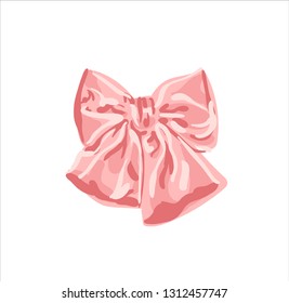 Realistic pink bow isolated on transparent background. Detailed decoration elements for Christmas, birthday, Valentine’s Day, Women’s, Mothers’ Day, and other celebrations. 