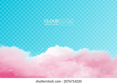 Realistic pink cloud on a transparent background. Vector illustration