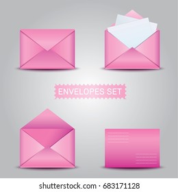 Realistic pink envelope with heart isolated on a background