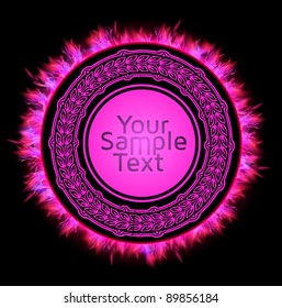 realistic pink fire circle frame