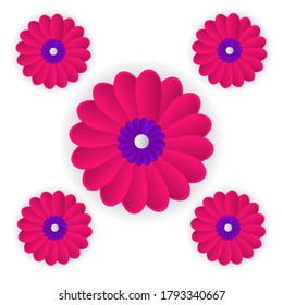 Realistic pink flower design template vector isolated on white background