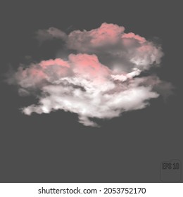 Realistic pink fluffy cloud. Pink thundercloud