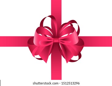Realistic pink gift bow vector isolated on white background. 