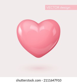 Realistic Pink Glossy Candy Heart. Look Like 3d Rendering. Symbol Of Love. Be My Valentine. Vector Illustration For Card, Party, Design, Flyer, Poster, Decor, Banner, Web, Advertising.