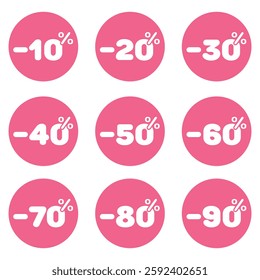 Realistic pink labels, discount price tag mockups. Paper gift label with rope, promotional sales vector template set. Elements of retail product stickers with bargain, hot price.