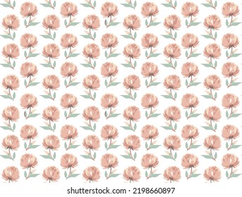 realistic pink peonies seamless pattern. Hand painted, ornament isolated on white background. Floral vector illustration for design, wallpaper, textile, fabric, print, wedding design, packaging.