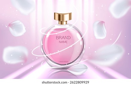 Realistic Pink Perfume Bottle Illustration