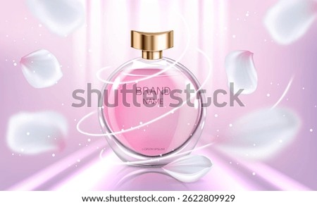 Realistic Pink Perfume Bottle Illustration