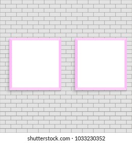 Realistic pink poster frame mock up. Vector