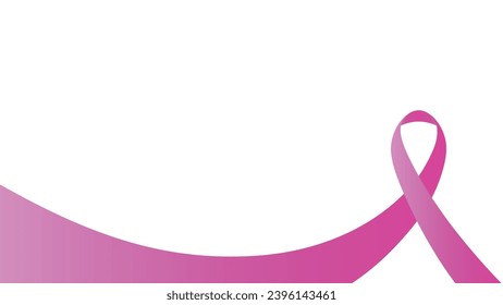 Realistic pink ribbon banner for breast cancer awareness symbol with copy space text area on white background