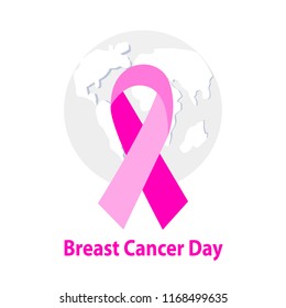 Realistic pink ribbon, breast cancer awareness symbol, vector illustration