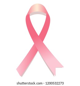 Realistic pink ribbon, breast cancer awareness symbol, isolated on white. Vector illustration, eps10.