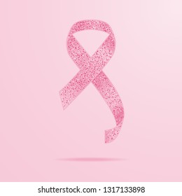 Realistic Pink Ribbon, Breast Cancer Awareness Symbol Isolated On A Background. Vector Illustration. Healthcare Concept.