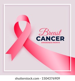 realistic pink ribbon breast cancer awareness month background