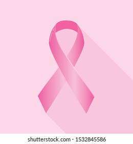 Realistic pink ribbon, breast cancer awareness symbol. Vector illustration, eps10.